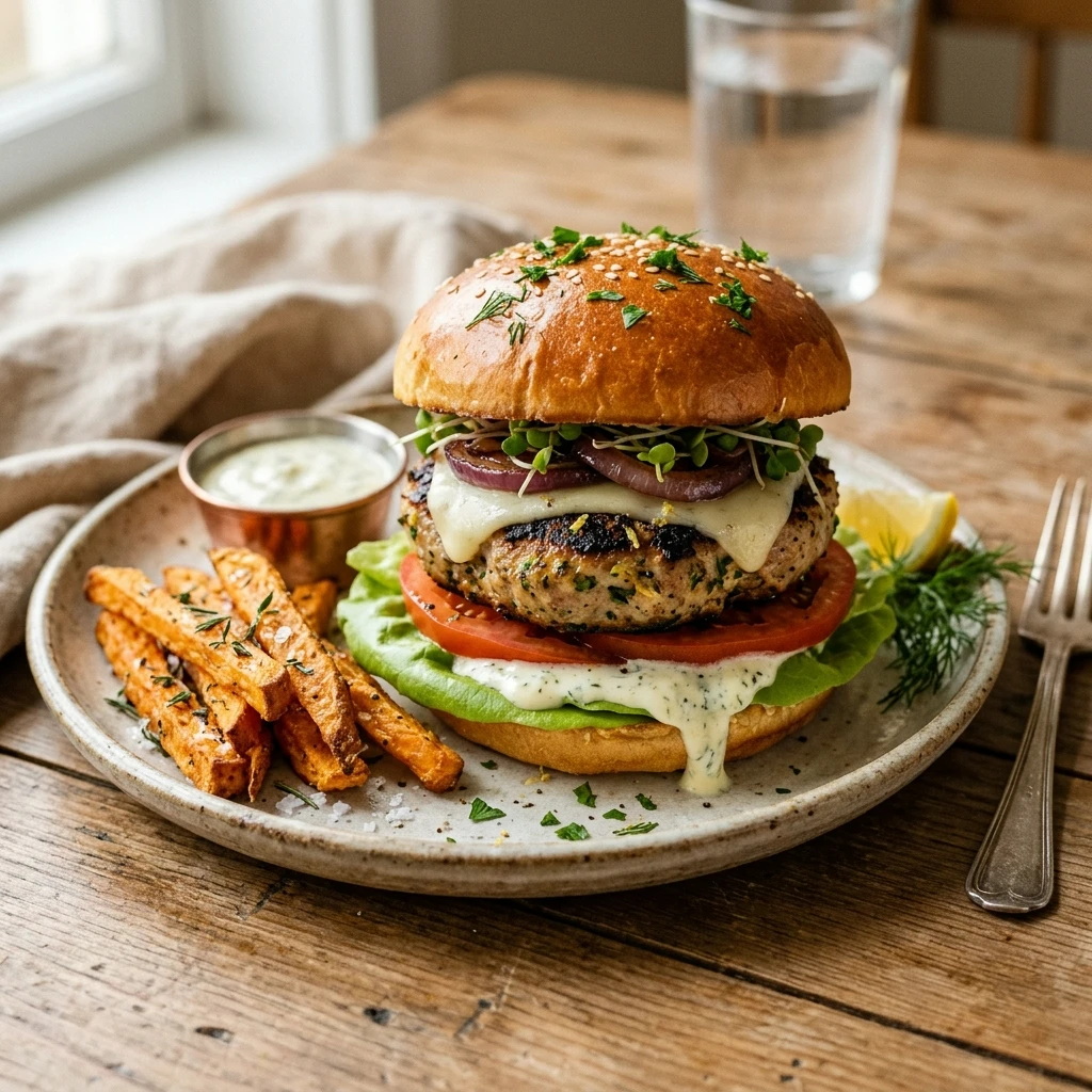 Air Fryer Lemon Herb Turkey Burgers