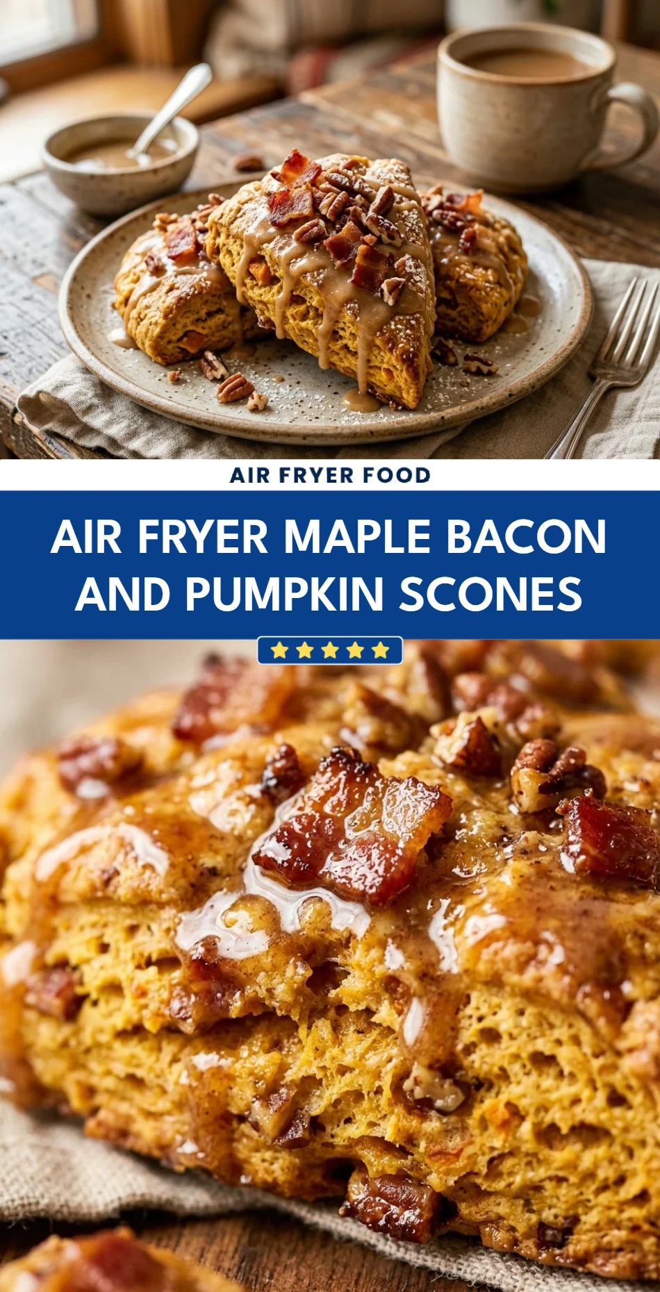 Air Fryer Maple Bacon and Pumpkin Scones