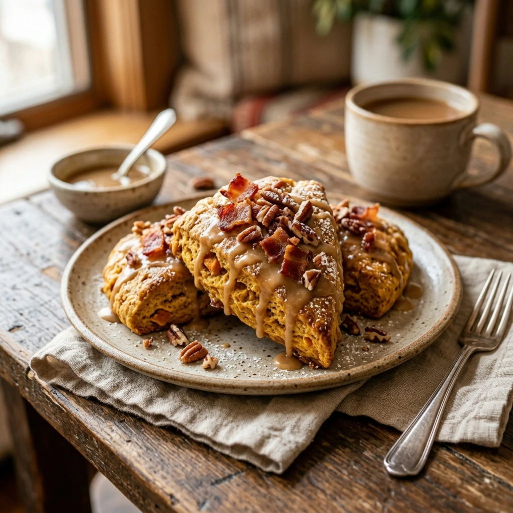 Air Fryer Maple Bacon and Pumpkin Scones