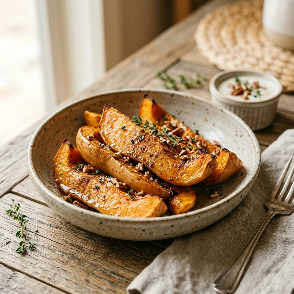 Air Fryer Maple Cinnamon Butternut Squash Wedges