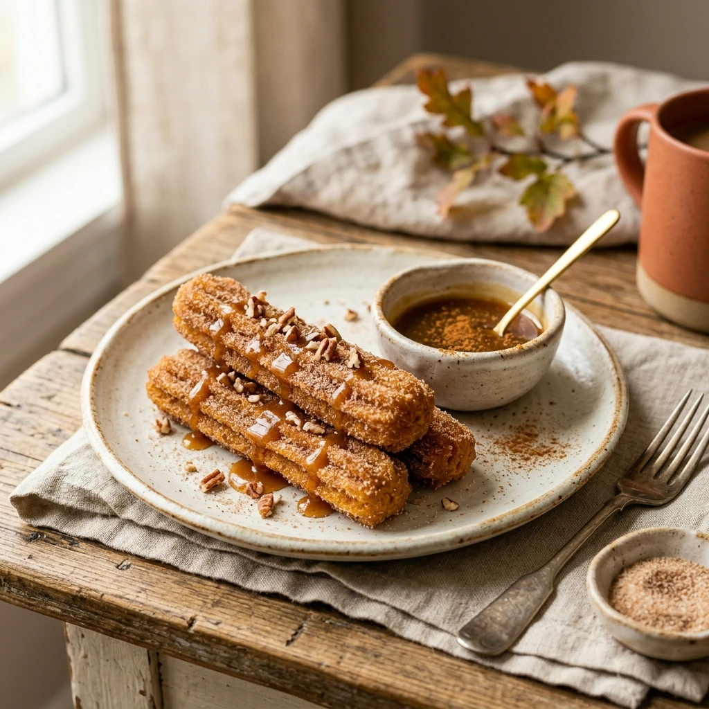 Air Fryer Pumpkin Churros with Maple Glaze