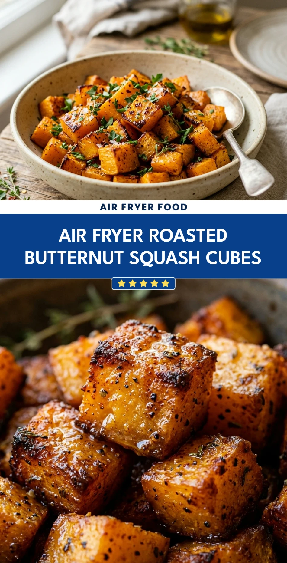 Air Fryer Roasted Butternut Squash Cubes