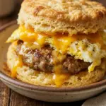 Air Fryer Sausage Egg and Cheese Biscuits