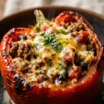 Air Fryer Stuffed Bell Peppers with Beef and Rice