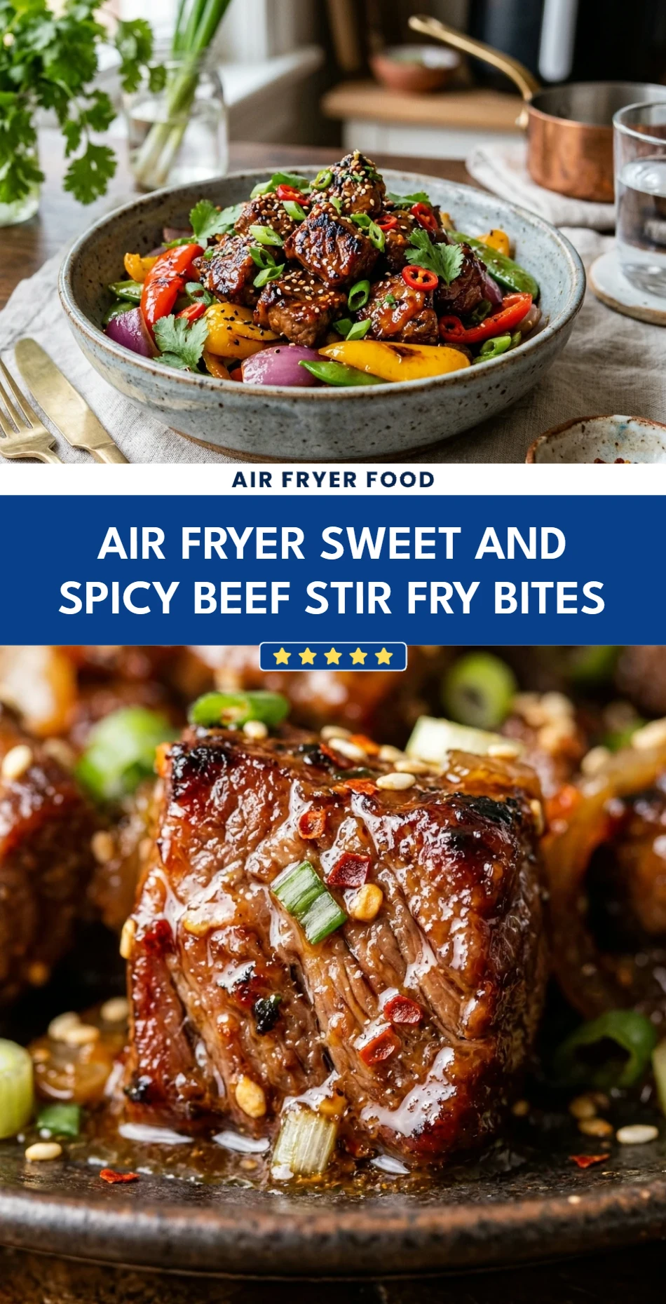 Air Fryer Sweet and Spicy Beef Stir Fry Bites
