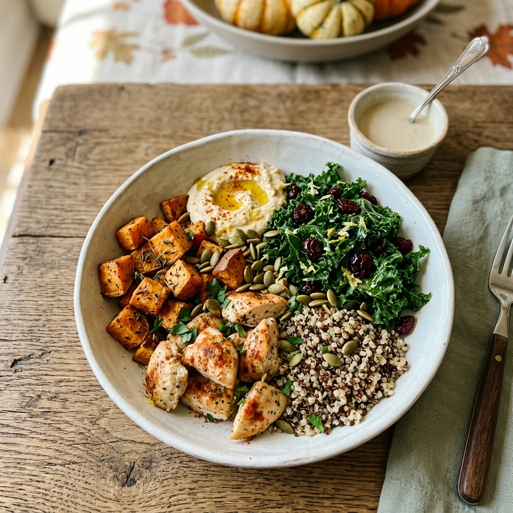 Air Fryer Sweet Potato and Chicken Fall Bowl