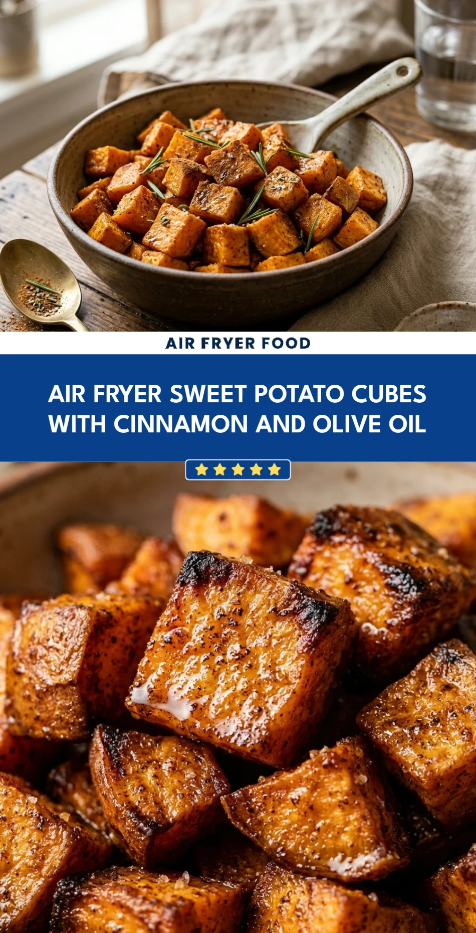 Air Fryer Sweet Potato Cubes with Cinnamon and Olive Oil