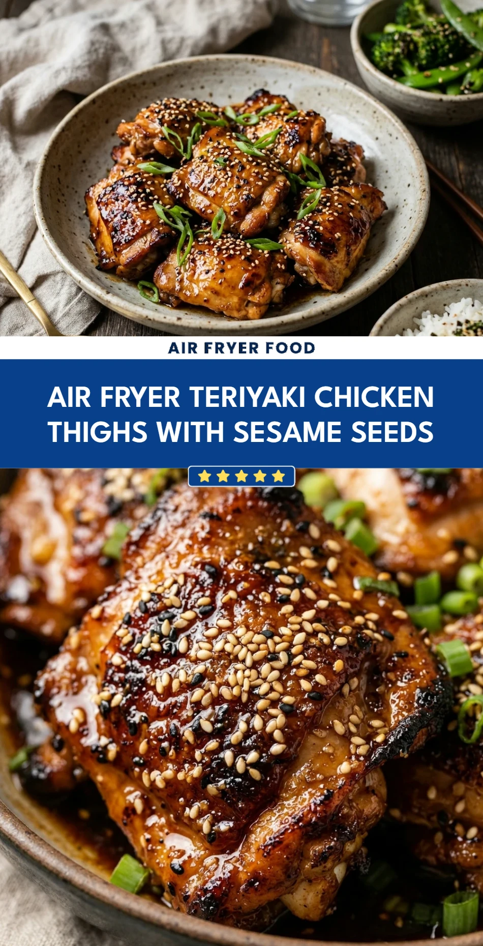 Air Fryer Teriyaki Chicken Thighs with Sesame Seeds