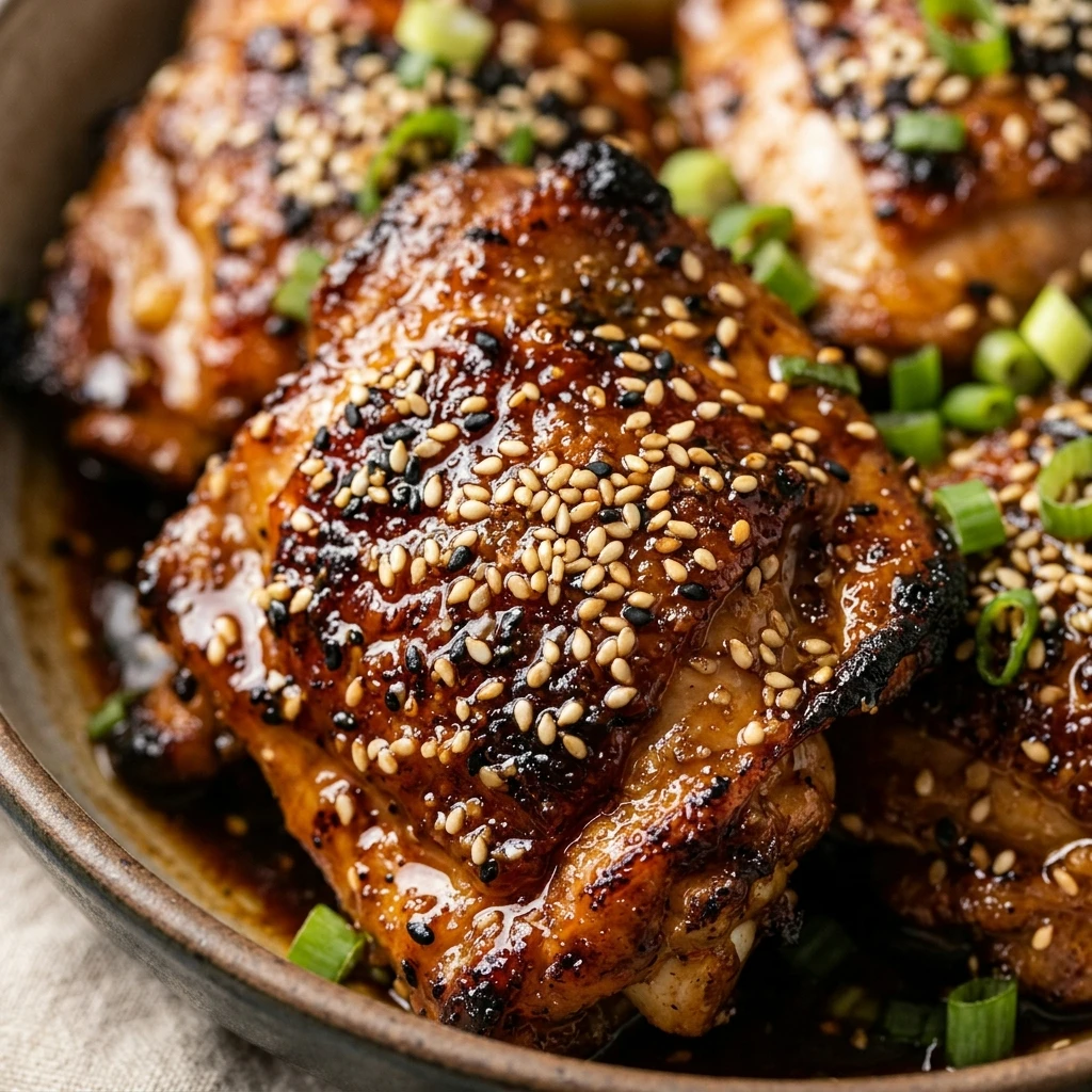 Air Fryer Teriyaki Chicken Thighs with Sesame Seeds