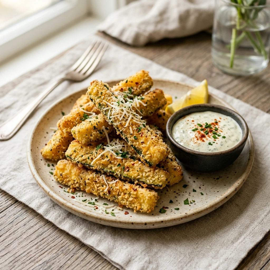 Air Fryer Zucchini Fries with Parmesan and Garlic Powder