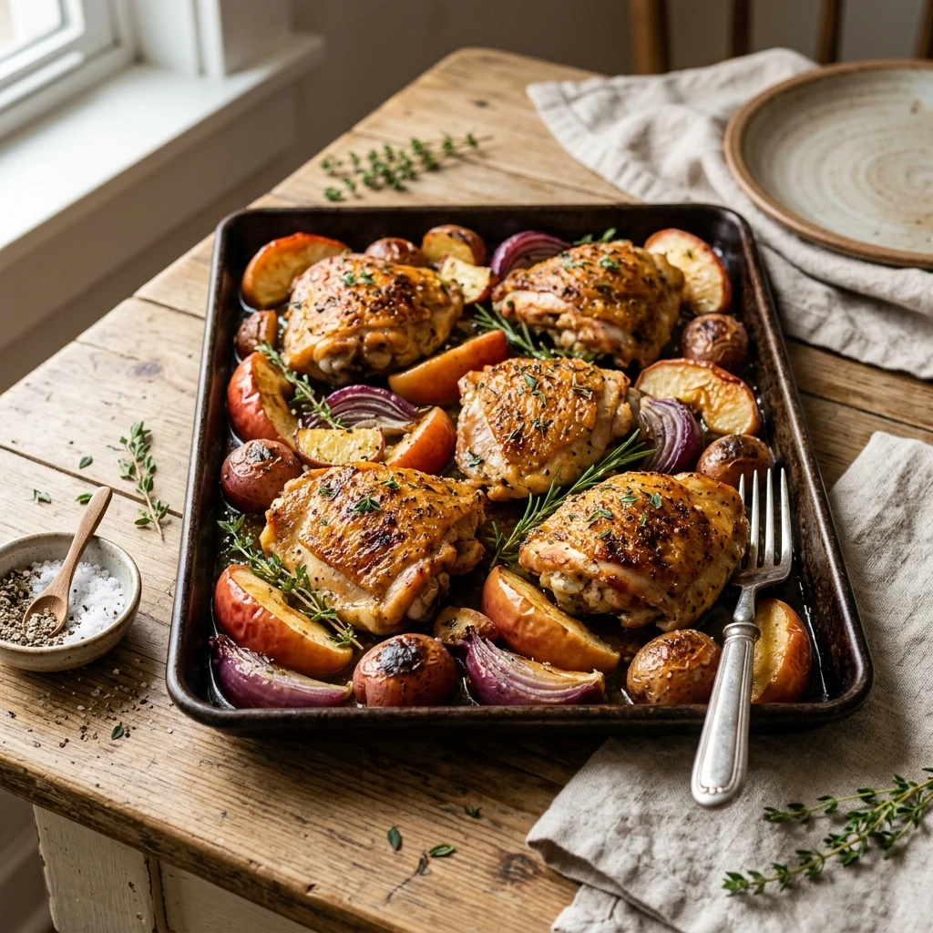 Apple Cider Chicken Thighs Sheet Pan