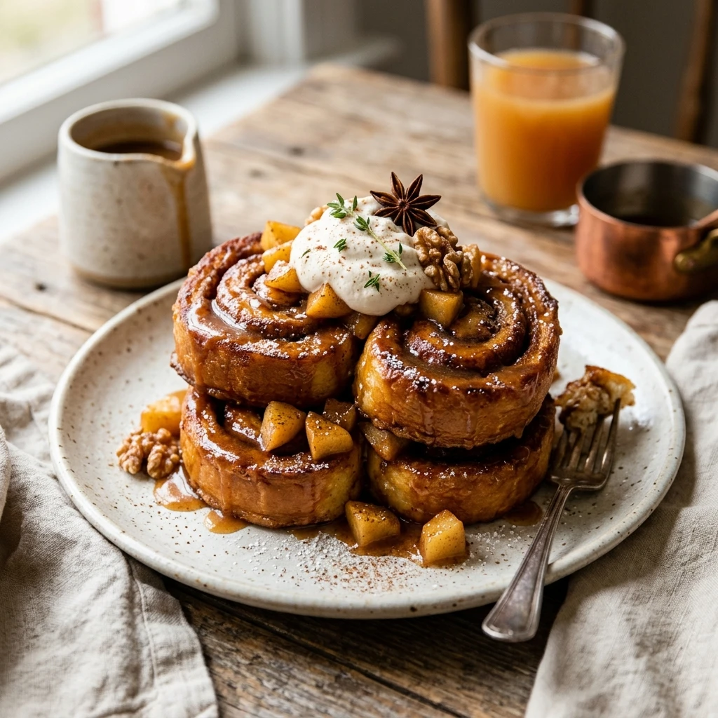 Apple Cider Cinnamon Roll French Toast Breakfast
