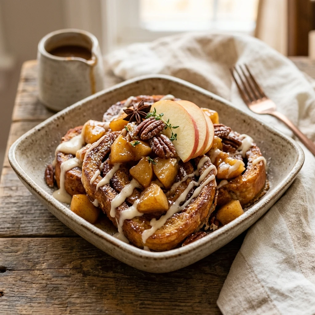 Apple Cider Cinnamon Roll French Toast Breakfast