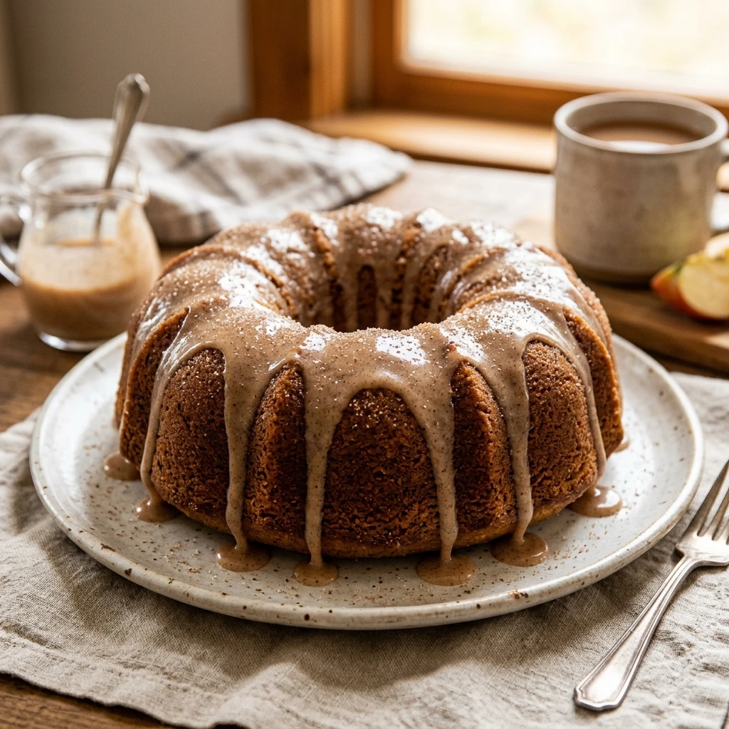 Apple Cider Donut Cake With Cinnamon Glaze