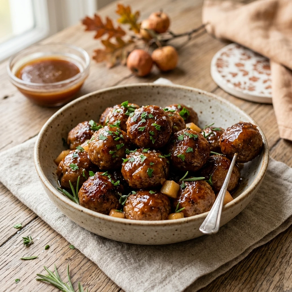 Apple Cider Glazed Meatballs Fall Appetizer