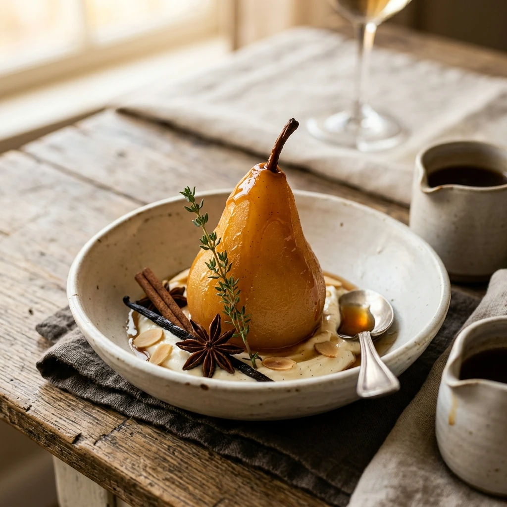 Apple Cider Poached Pears With Vanilla Recipe