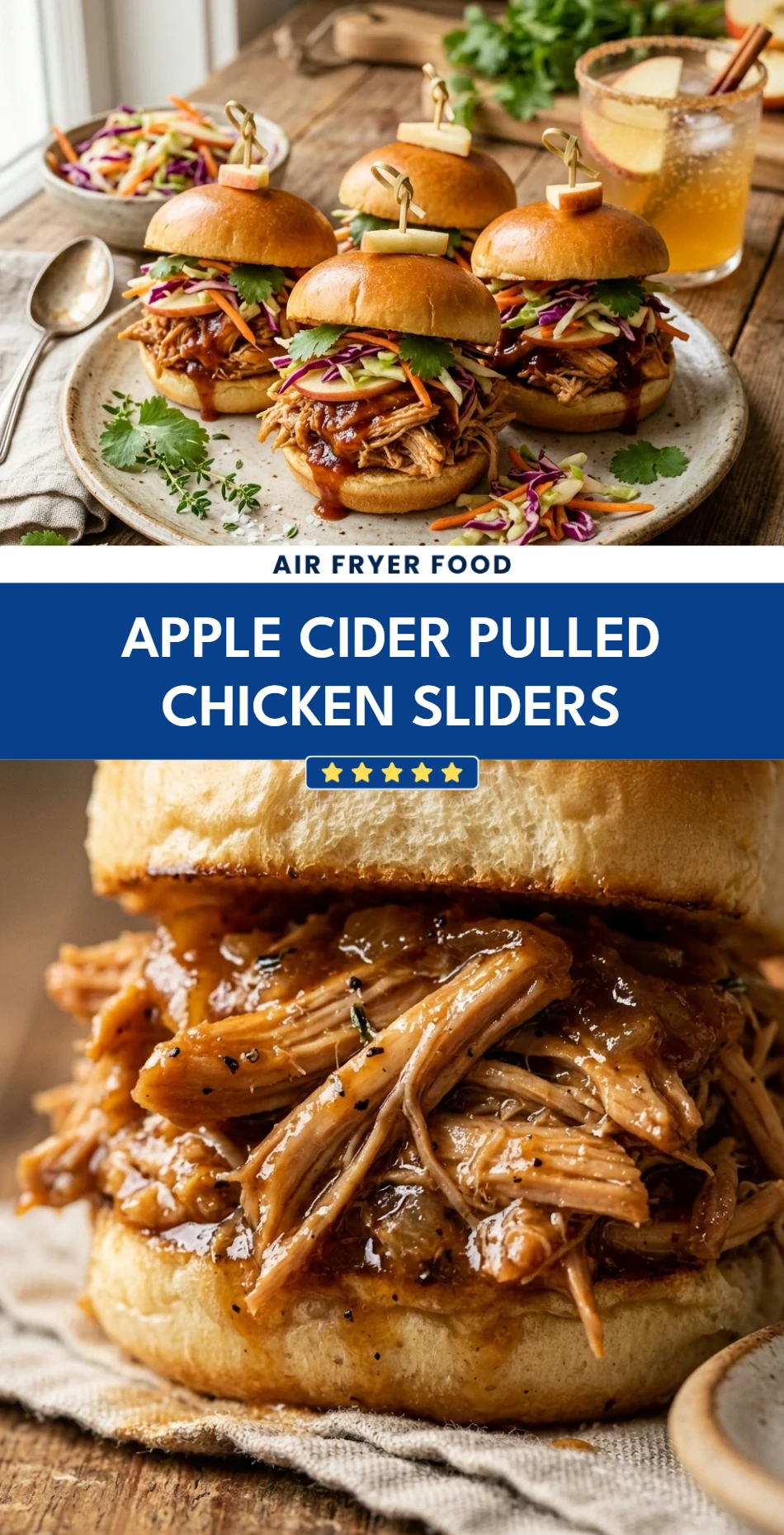 Apple Cider Pulled CHICKEN Sliders