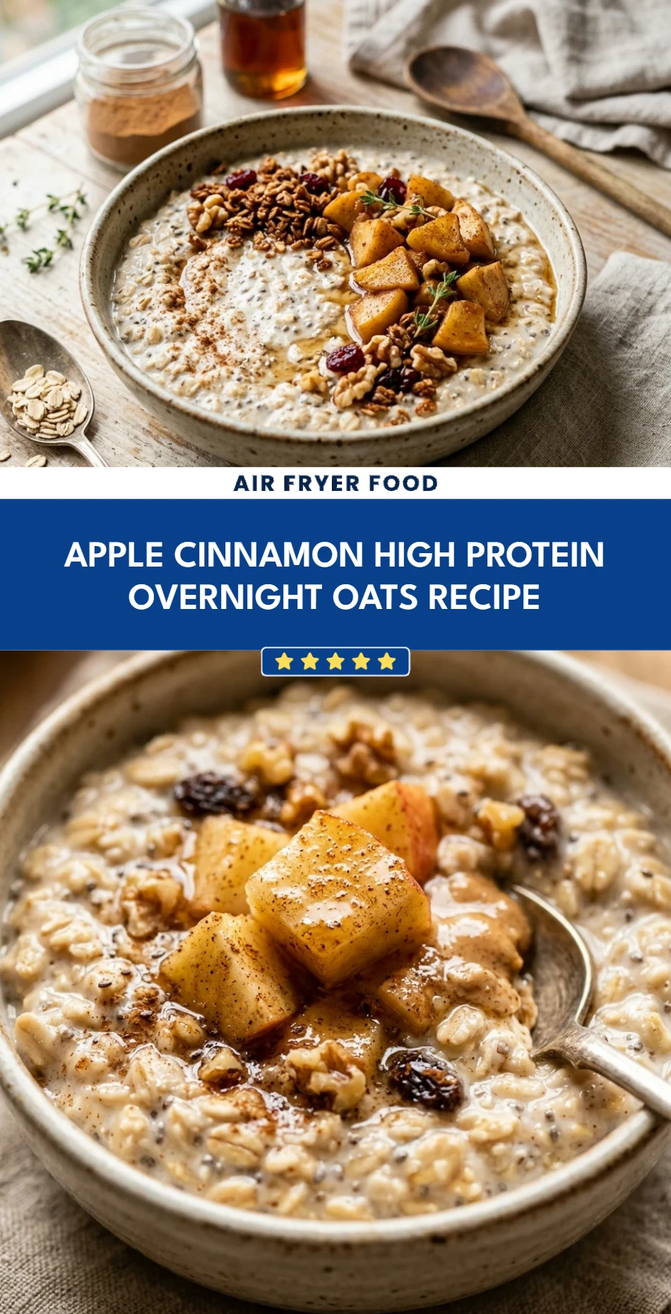 Apple Cinnamon High Protein Overnight Oats Recipe