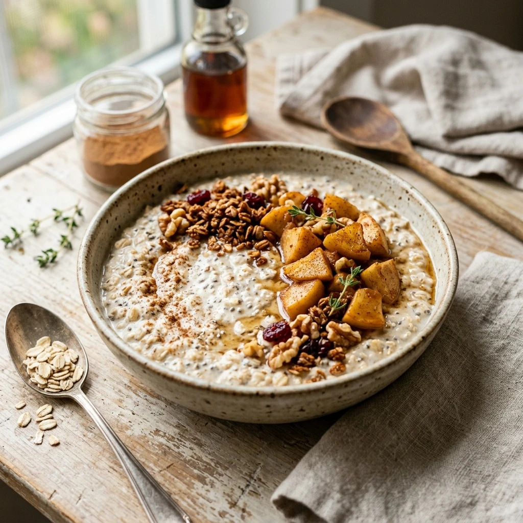 Apple Cinnamon High Protein Overnight Oats Recipe