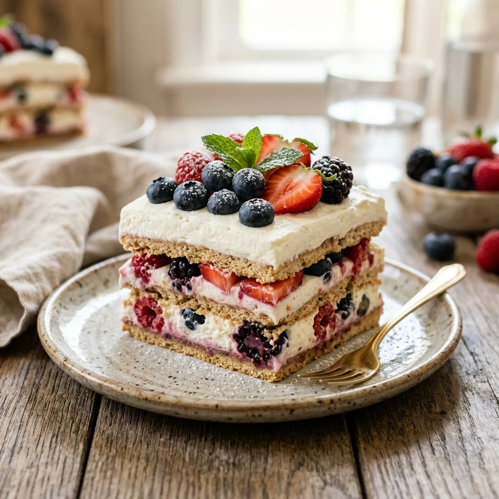 Berry Icebox Cake with Whipped Cream Layers