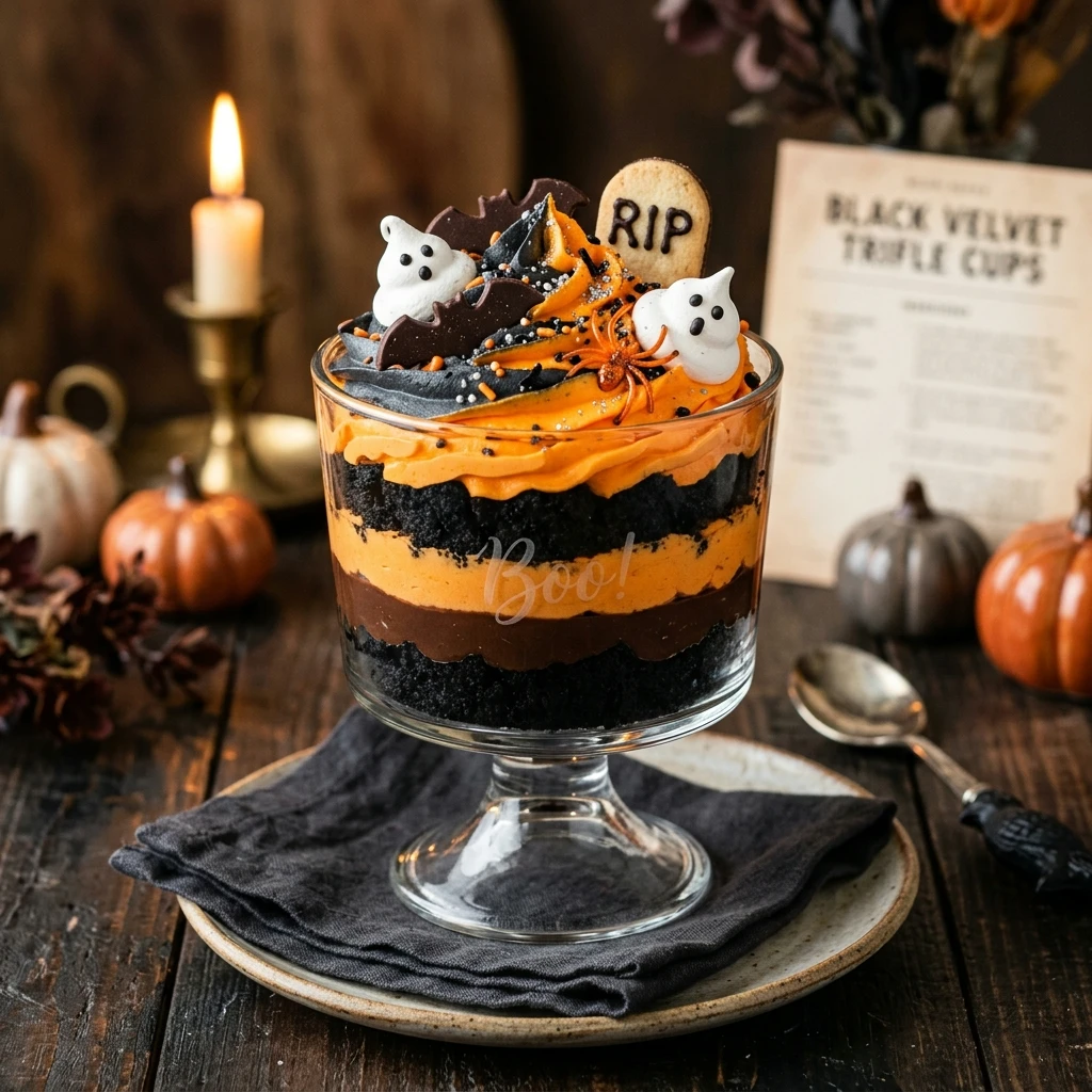 Black Velvet Halloween Trifle Cups Recipe