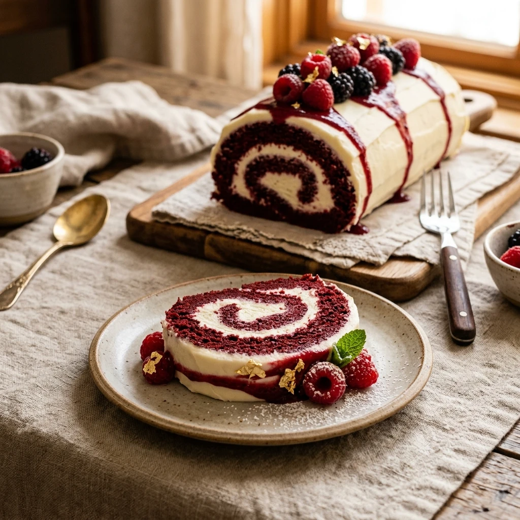 Blood Velvet Cake Roll