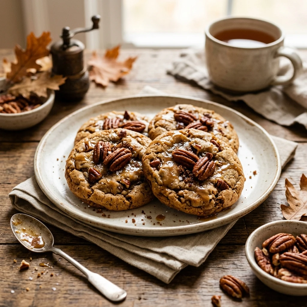 Brown Butter Maple Pecan Cookies Fall Dessert