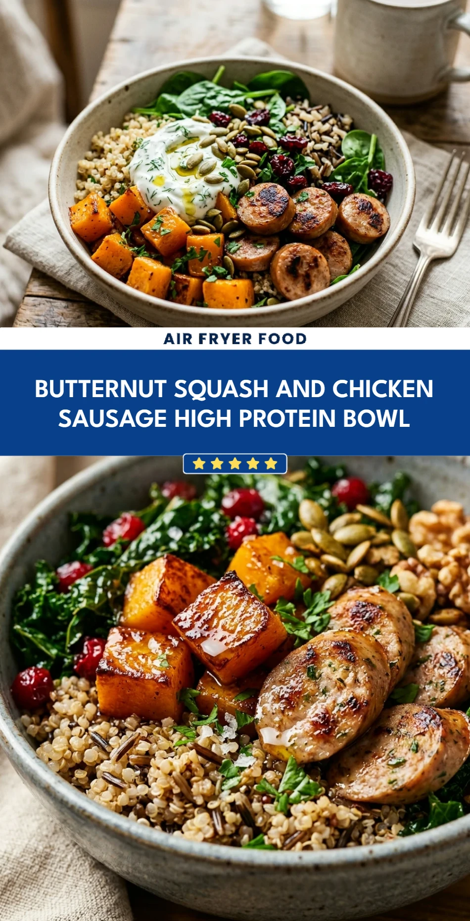 Butternut Squash And Chicken Sausage High Protein Bowl