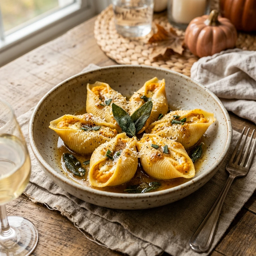 Butternut Squash Stuffed Shells With Sage Butter