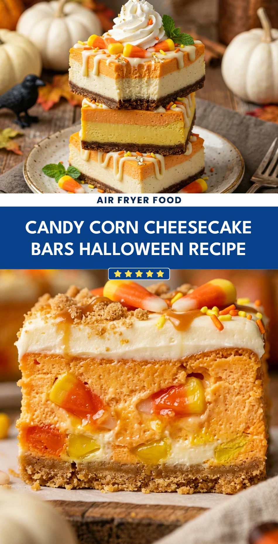 Candy Corn Cheesecake Bars Halloween Recipe