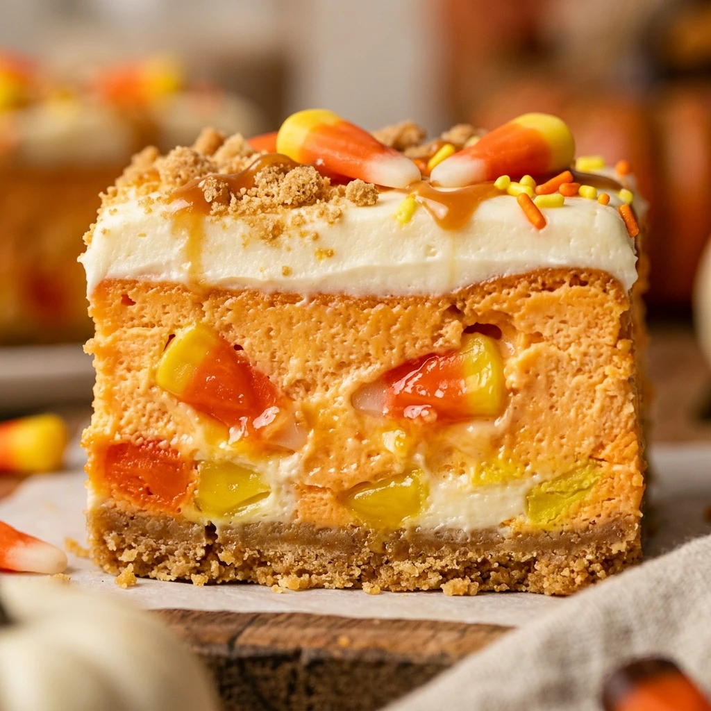 Candy Corn Cheesecake Bars Halloween Recipe