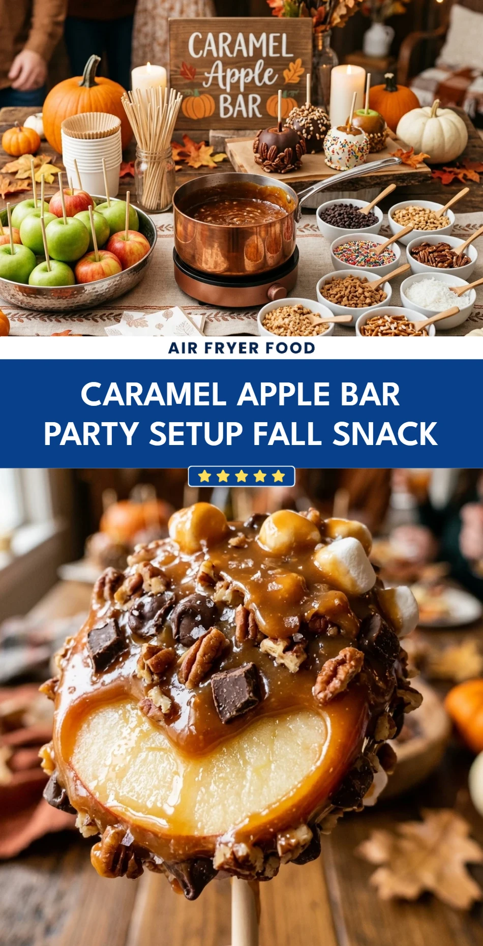 Caramel Apple Bar Party Setup Fall Snack