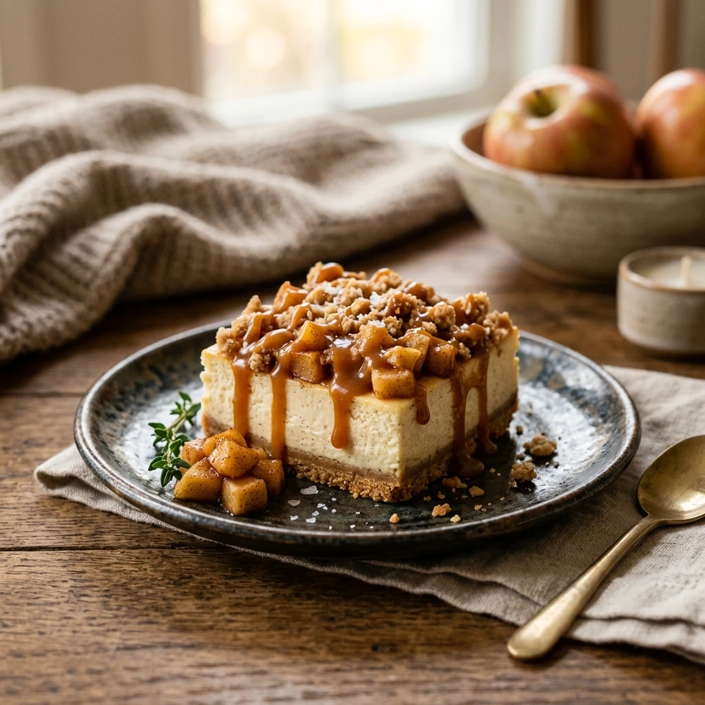 Caramel Apple Cheesecake Bars Fall Dessert
