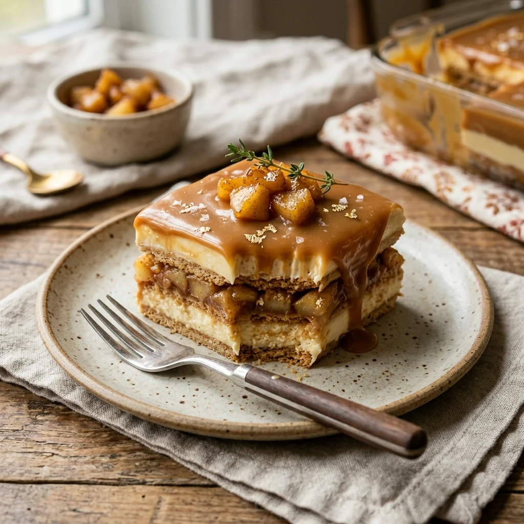 Caramel Apple Eclair Cake No Bake Recipe