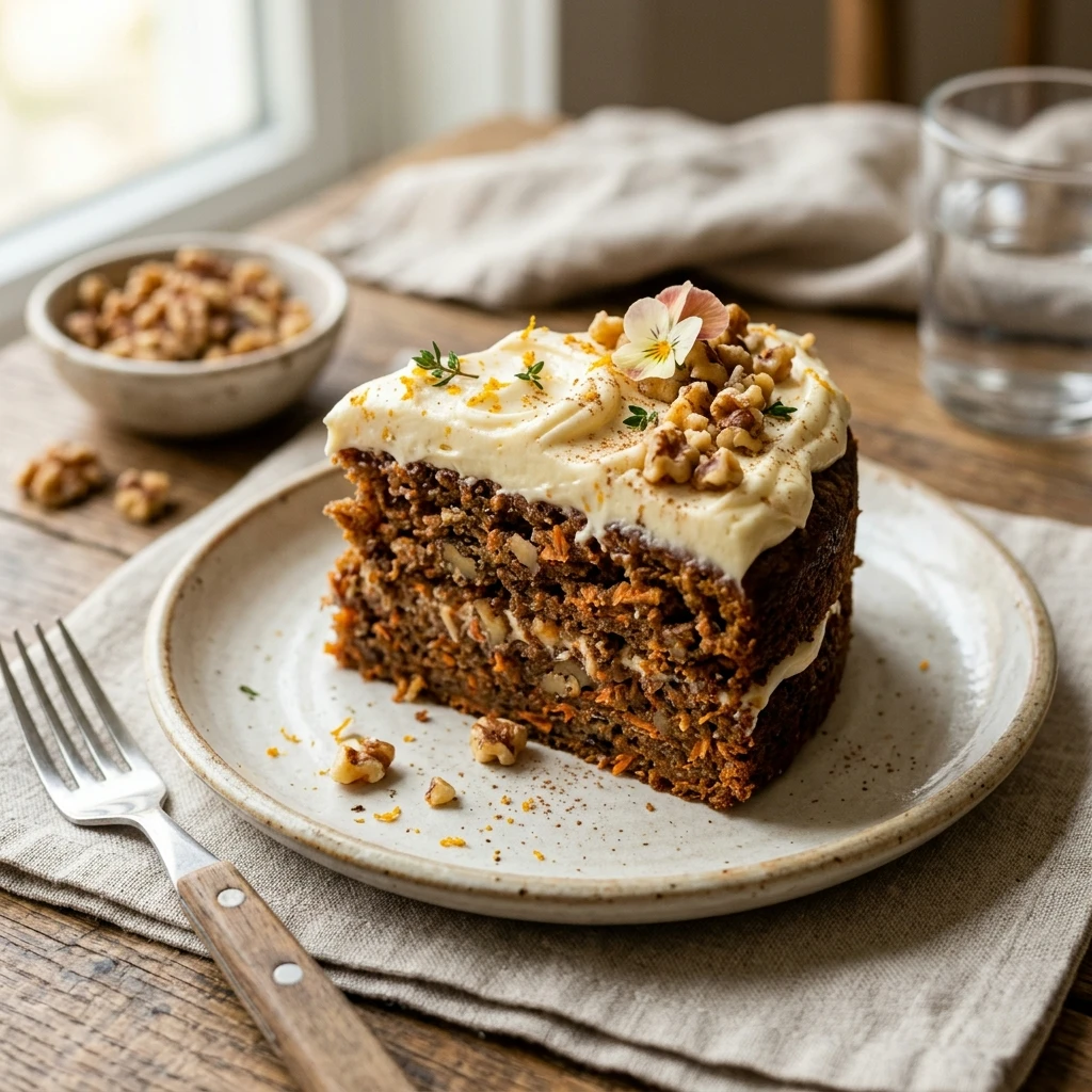 Carrot Cake with Cream Cheese Frosting and Walnuts