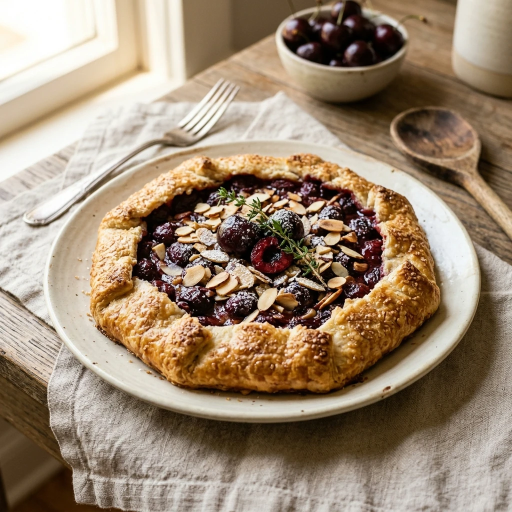 Cherry Almond Galette with Flaky Crust