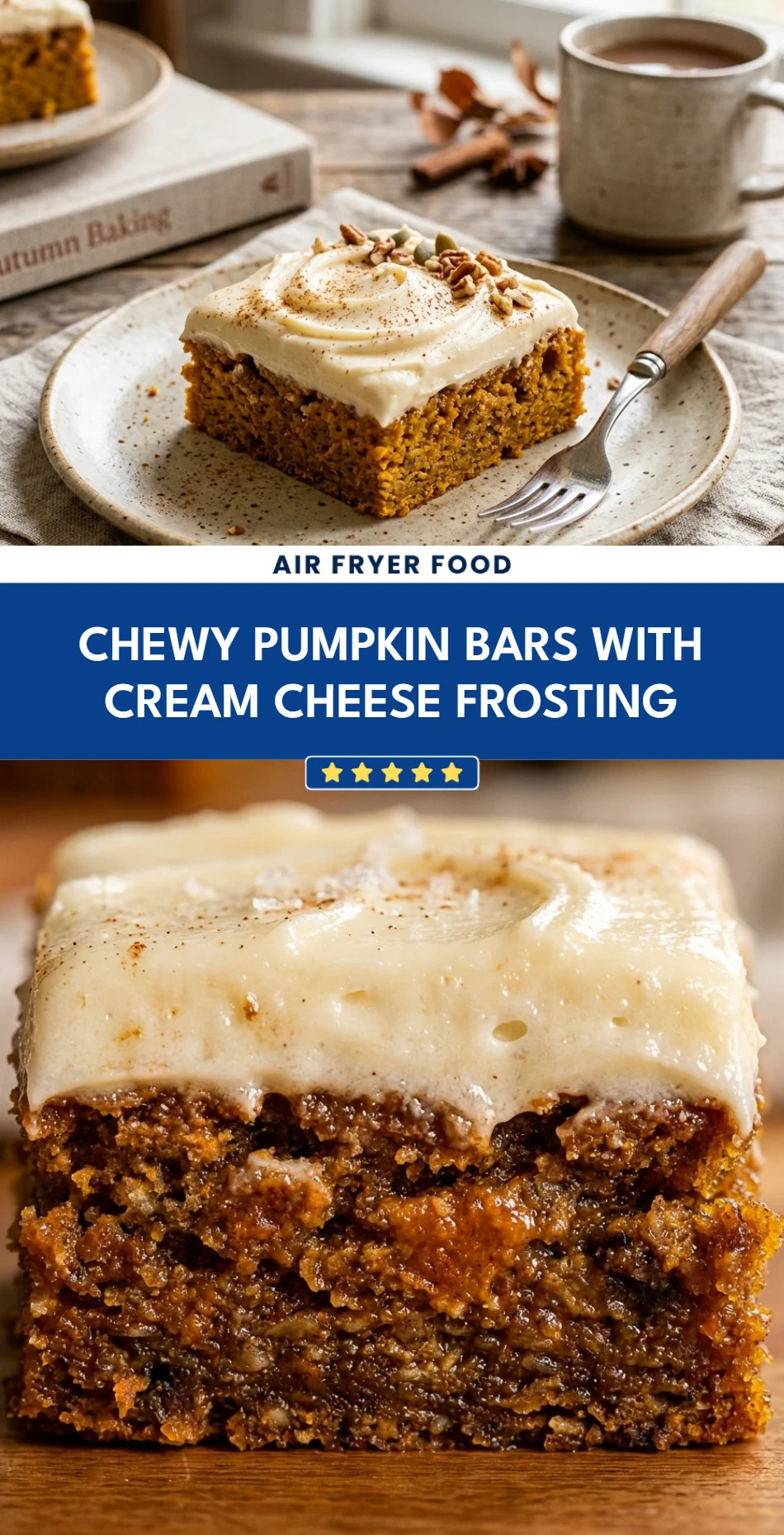 Chewy Pumpkin Bars With Cream Cheese Frosting