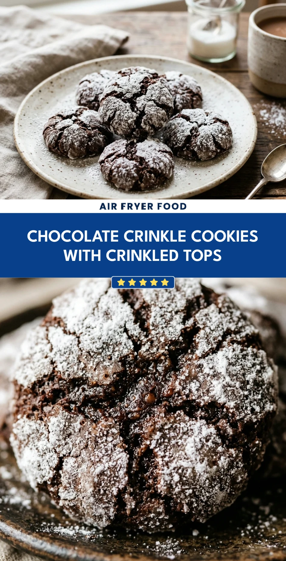 Chocolate Crinkle Cookies with Crinkled Tops