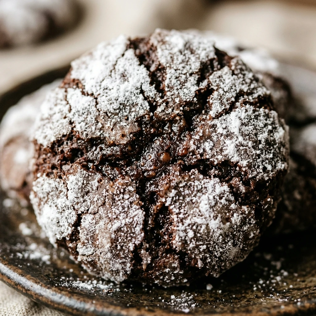 Chocolate Crinkle Cookies with Crinkled Tops