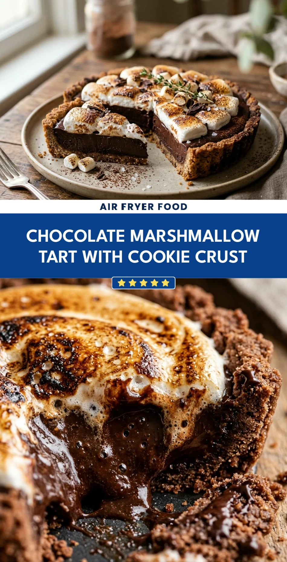 Chocolate Marshmallow Tart with Cookie Crust