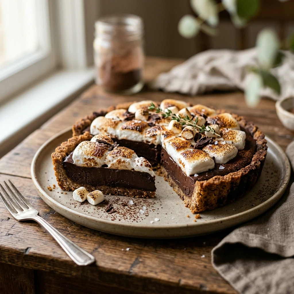 Chocolate Marshmallow Tart with Cookie Crust
