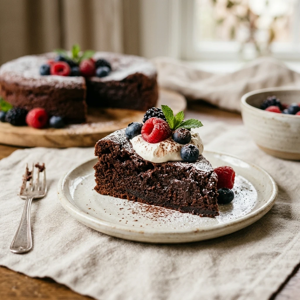 Chocolate Ricotta Cake with Fresh Berries - Ninja Machine Recipes