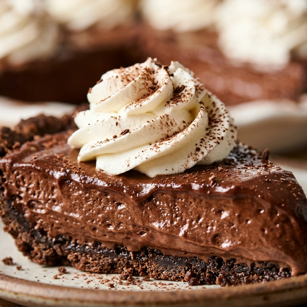 Chocolate Silk Pie with Whipped Cream Rosettes