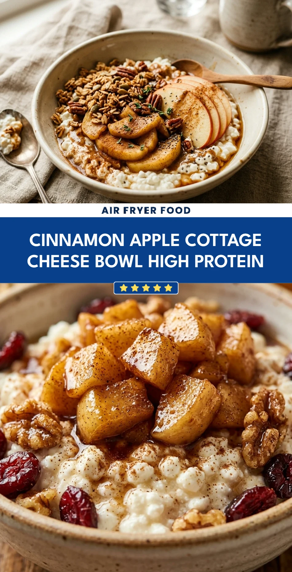 Cinnamon Apple Cottage Cheese Bowl High Protein