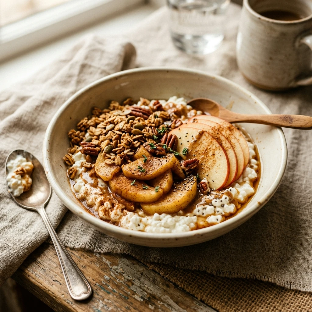 Cinnamon Apple Cottage Cheese Bowl High Protein