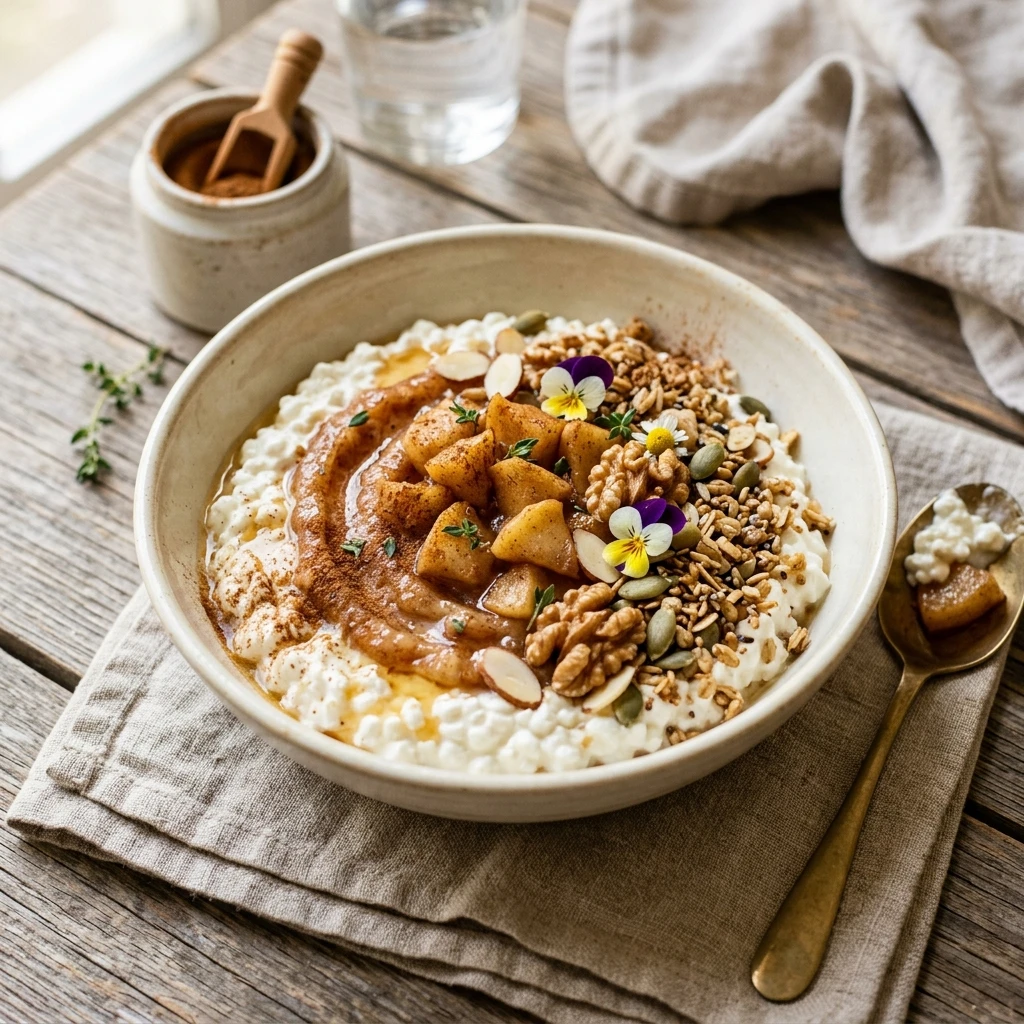 Cinnamon Apple Cottage Cheese Bowl High Protein