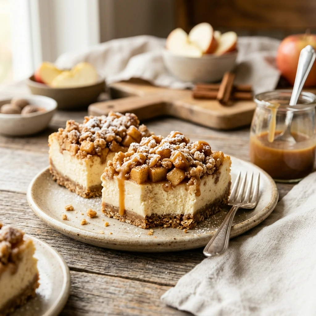 Cinnamon Apple Crisp Cheesecake Bars Recipe