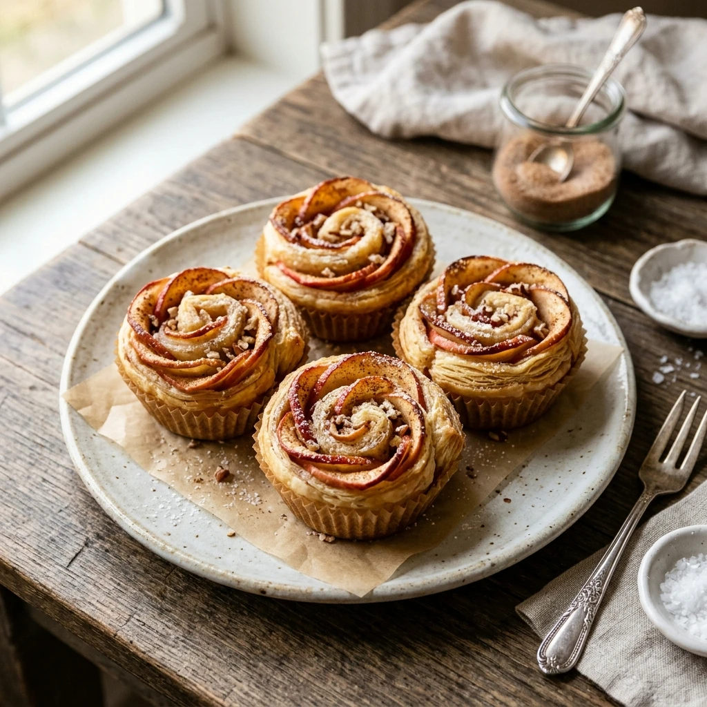 Cinnamon Apple Puff Pastry Roses Recipe