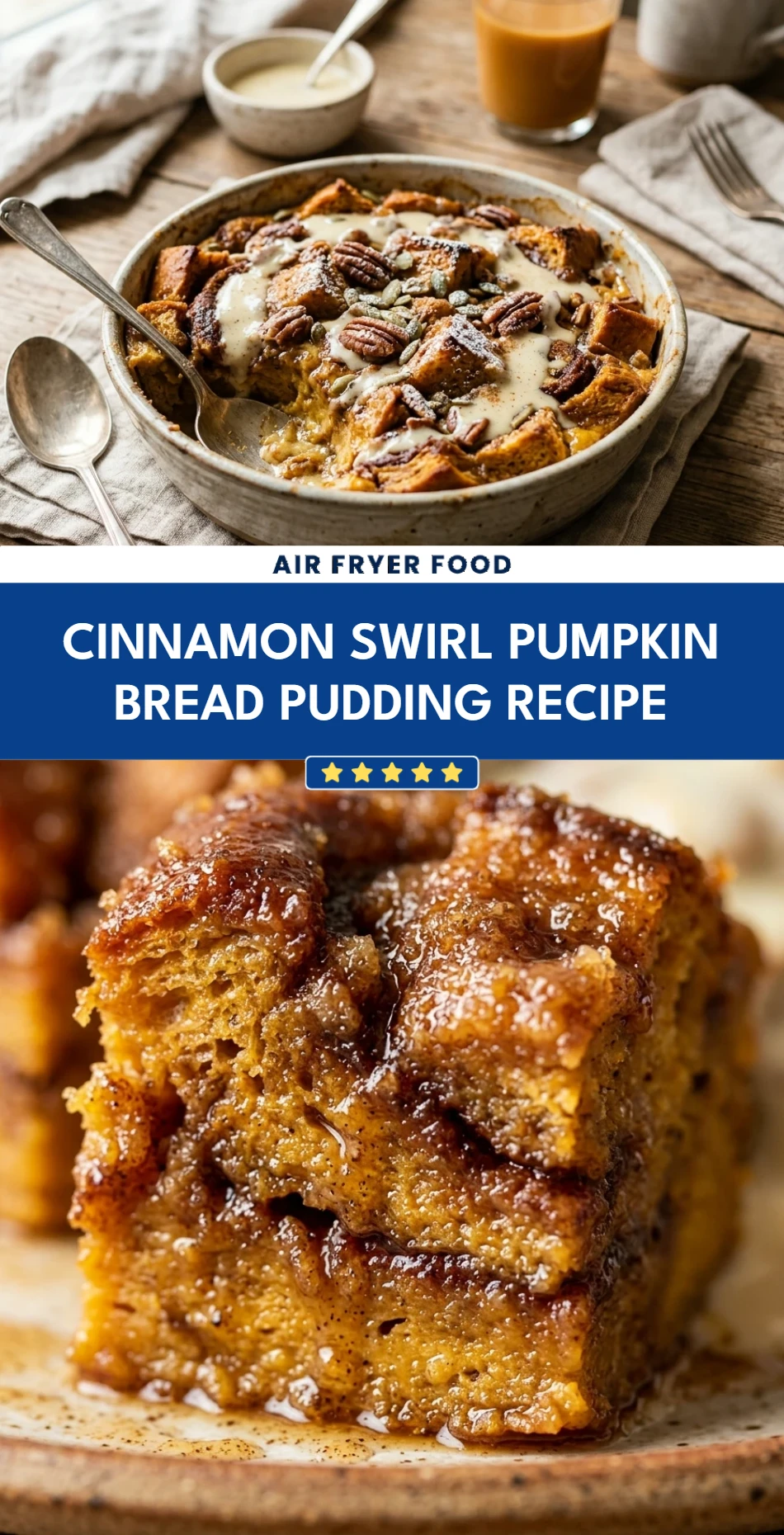 Cinnamon Swirl Pumpkin Bread Pudding Recipe