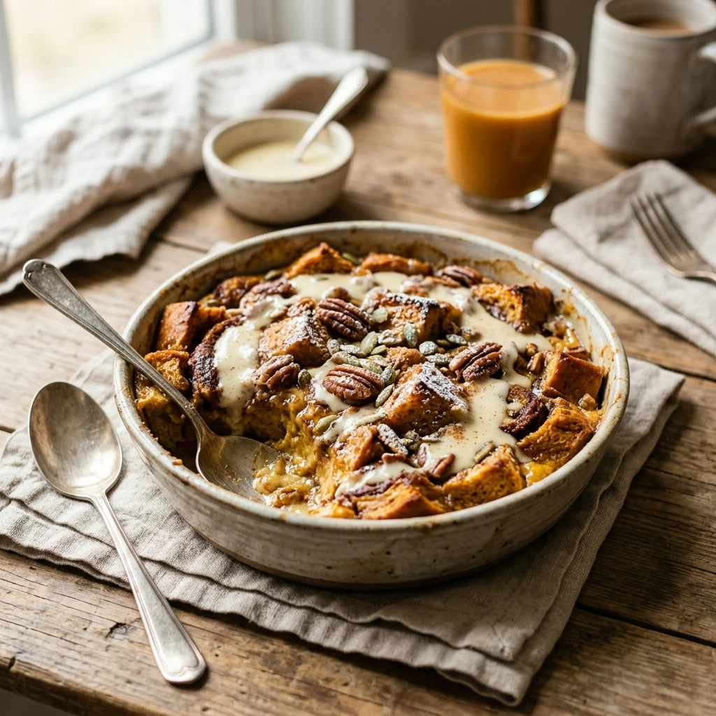 Cinnamon Swirl Pumpkin Bread Pudding Recipe